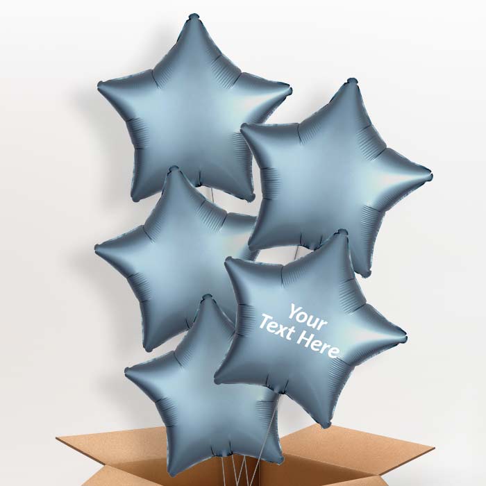 Steel Blue Satin Star Balloon in a Box