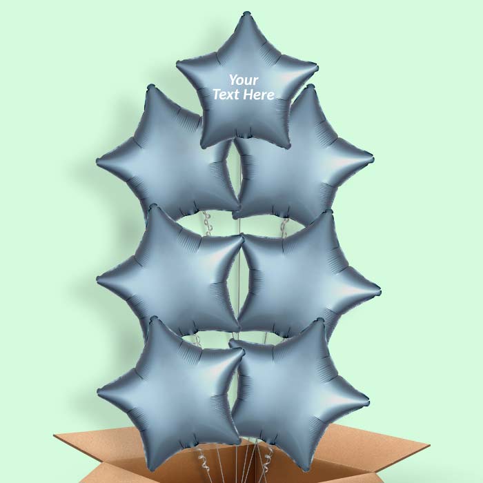 Steel Blue Satin Star Balloon in a Box