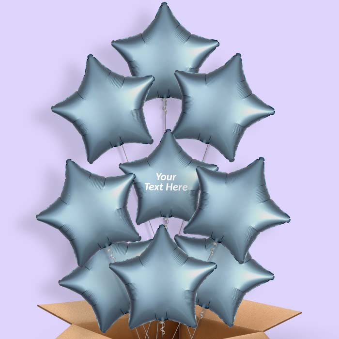 Steel Blue Satin Star Balloon in a Box