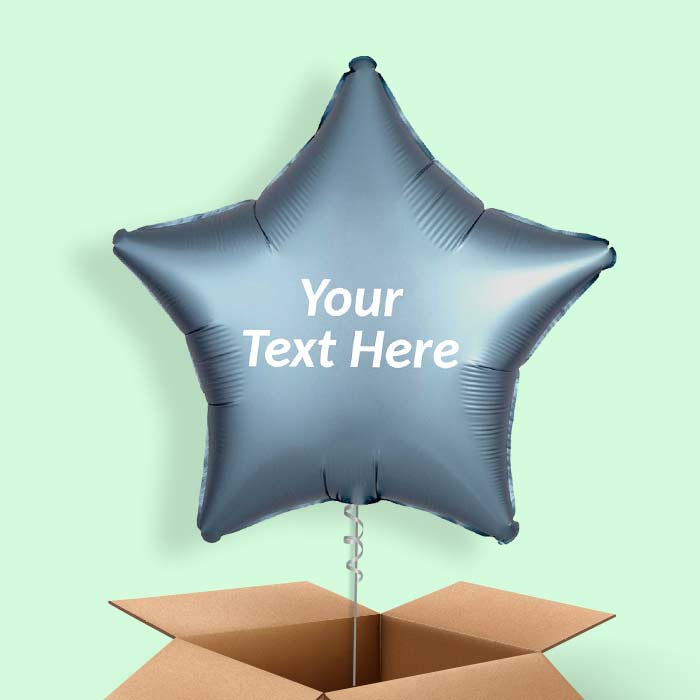 Steel Blue Satin Star Balloon in a Box