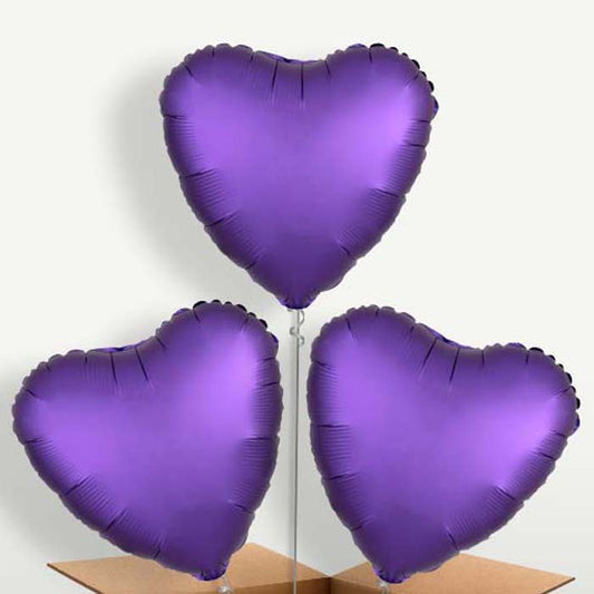 Dark Purple Satin Heart Bunch of Balloons | Small Indoor Plants
