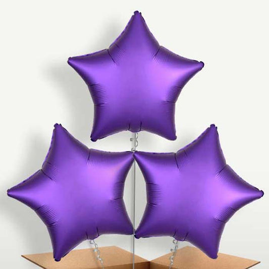 Dark Purple Satin Star Bunch of Balloons | Small Indoor Plants
