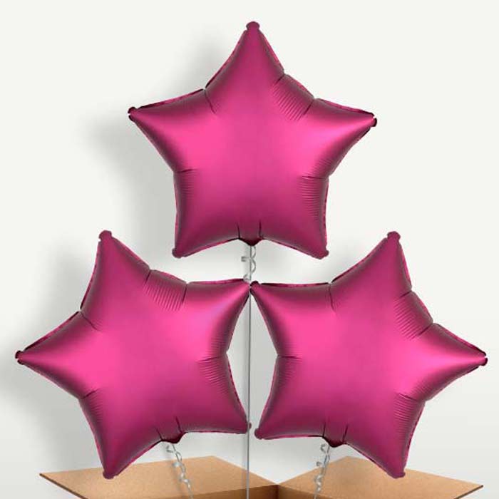 Hot Pink Star Balloon Bunches  inflated with Helium | Small Indoor Plants