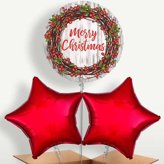 Rustic Merry Christmas Helium Bunch of Balloons | Small Indoor Plants