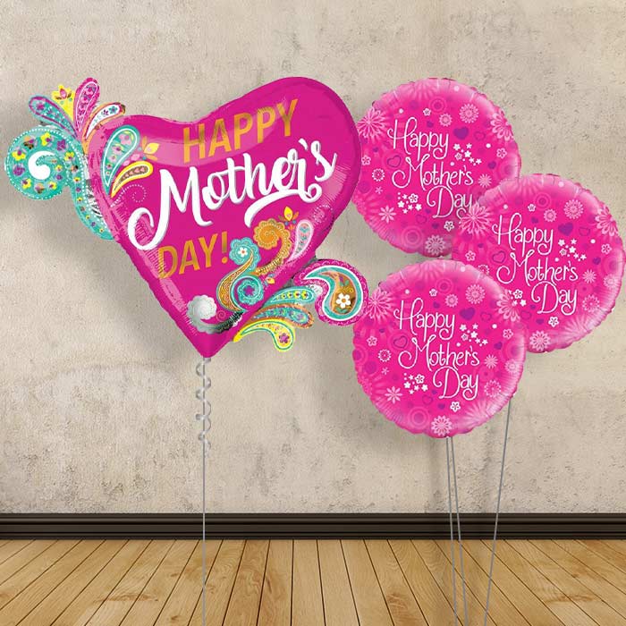 Mothers Day Balloon Bouquet in a Box - Hearts - Themed Bouquet | Small Indoor Plants