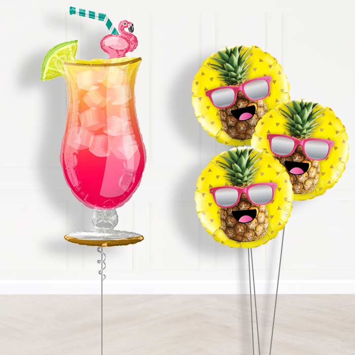 Summer Themed Tropical Cocktail Balloon Bouquet Delivery