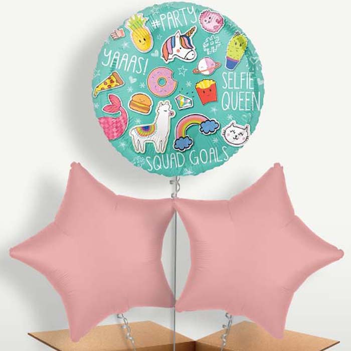 Selfie Social Media Helium Bunch of Balloons | Small Indoor Plants