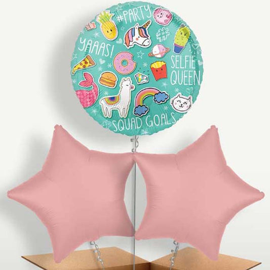 Selfie Social Media Helium Bunch of Balloons | Small Indoor Plants