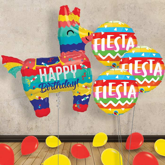 Mexican Balloons Display in a Box - Birthday - Themed Bouquet and Latex | Small Indoor Plants