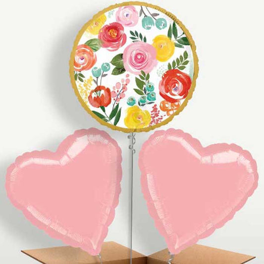 Colourful Flowers Bunch of Balloons inflated with Helium | Small Indoor Plants