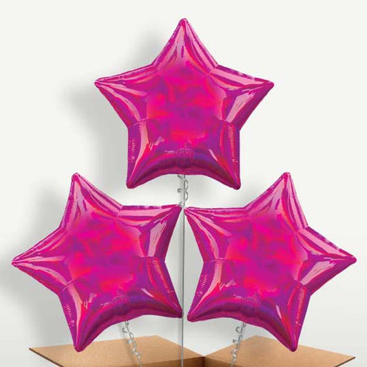 Hot Pink Iridescent Star Balloon Bunches | Small Indoor Plants
