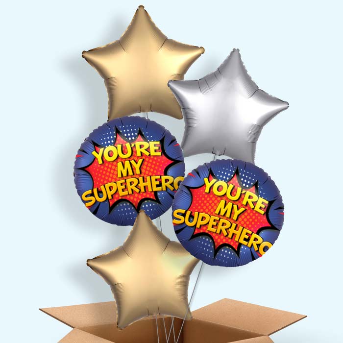 You're my Superhero 5 Balloon Bouquet in a Box