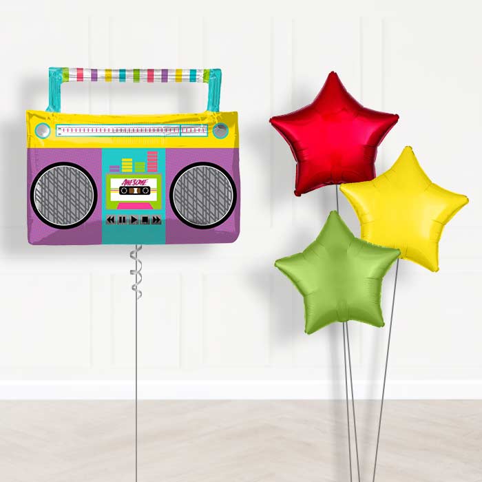 Giant Boombox Balloon Bouquet Delivery - Plain Bouquet | Small Indoor Plants