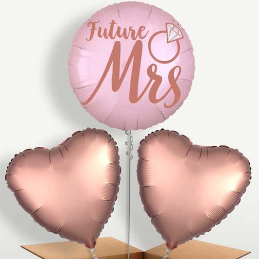 Future Mrs Blush Wedding Trio Balloon Bunch | Small Indoor Plants