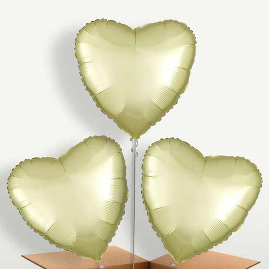 Pastel Yellow Satin Heart Balloon Bunch | Small Indoor Plants
