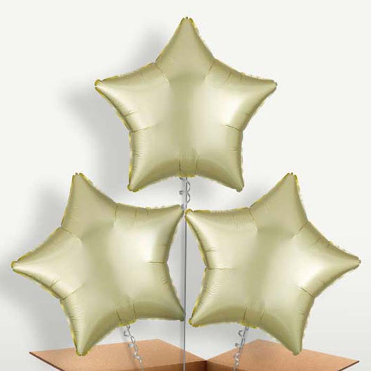 Pastel Yellow Satin Star Balloon Bunch | Small Indoor Plants