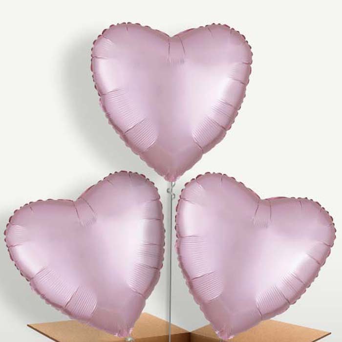 Pastel Pink Satin Heart Balloon Bunch | Small Indoor Plants