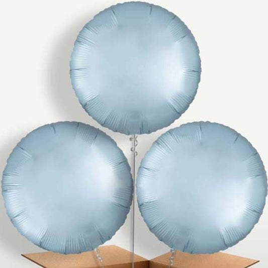 Pastel Blue Satin Circle Balloon Bunch | Small Indoor Plants