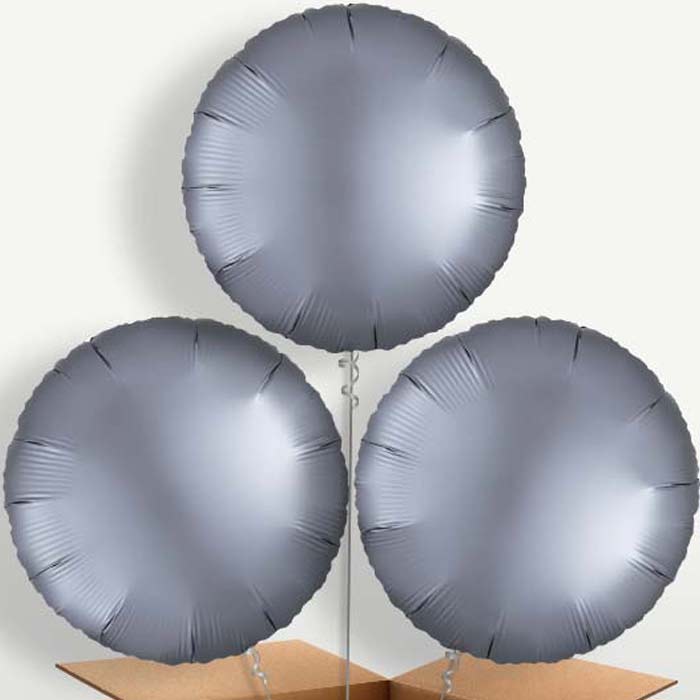 Graphite Grey Satin Circle Trio Balloon Bunch | Small Indoor Plants