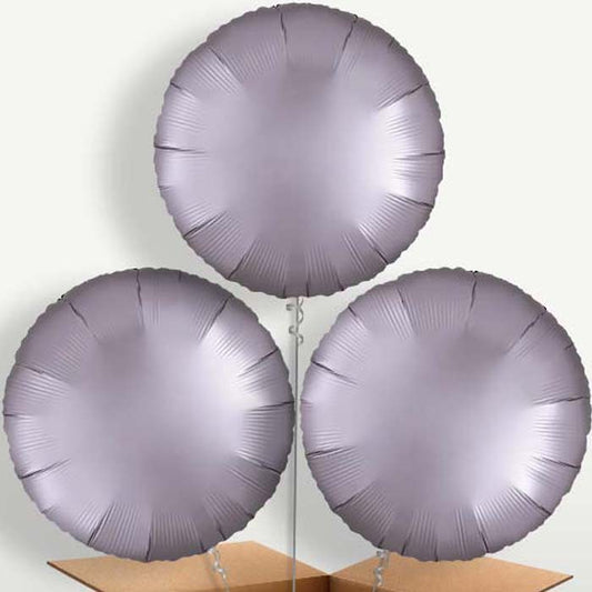 Greige Grey Satin Circle Trio Balloon Bunch | Small Indoor Plants