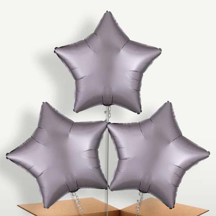 Greige Grey Satin Star Trio Balloon Bunch | Small Indoor Plants