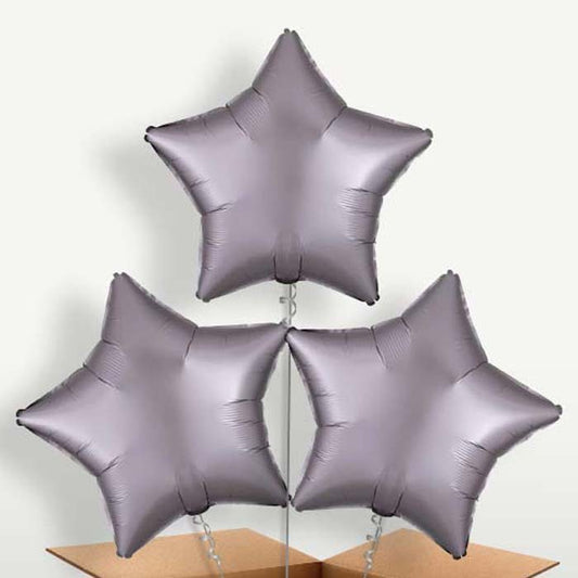 Greige Grey Satin Star Trio Balloon Bunch | Small Indoor Plants