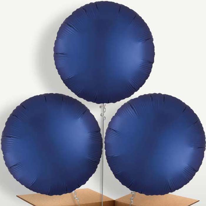 Navy Dark Blue Satin Circle Balloon Bunch | Small Indoor Plants