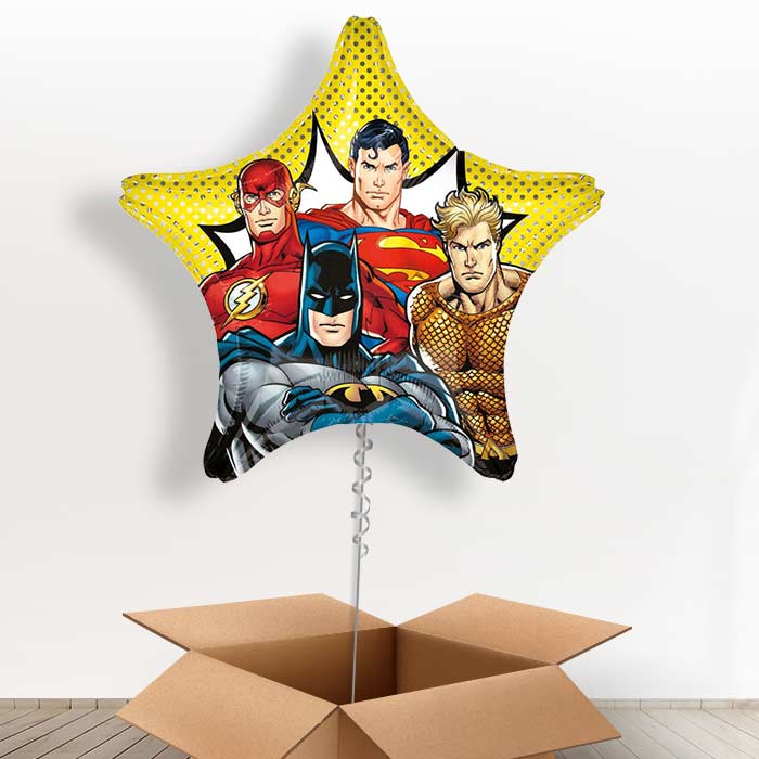 Star Shaped Justice League Balloons in a Box Gift