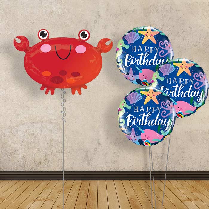 Crab Helium Balloon Bouquet in a Box