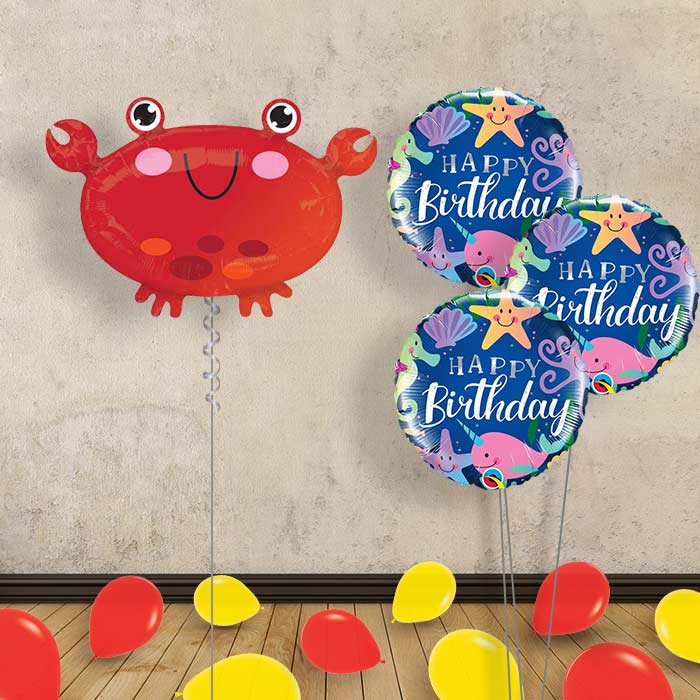 Crab Helium Balloon Bouquet in a Box