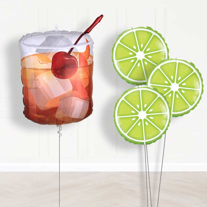 Old Fashioned Whiskey (Lime) Balloon Bouquet Delivery - Themed Bouquet | Small Indoor Plants