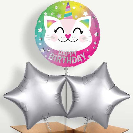 Caticorn Happy Birthday Bunch of Balloons | Small Indoor Plants