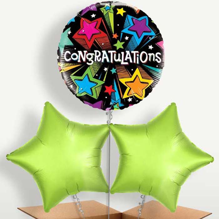 Congratulations Colourful Stars Bunch of Balloons | Small Indoor Plants