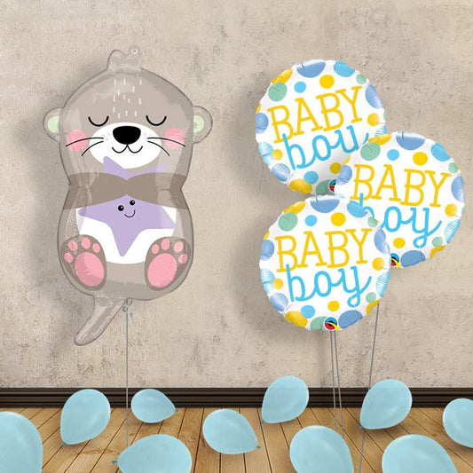 Adorable Otter Baby Boy Balloon Bouquet Delivery