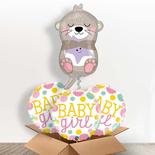 Adorable Otter Baby Girl Foil Balloon in a Box