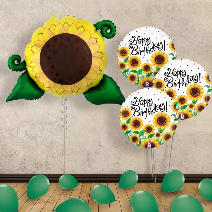 Sunflower Inflated Helium Balloons Delivered