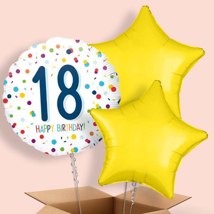 18th Birthday Balloons Delivered in a Box - Rainbow