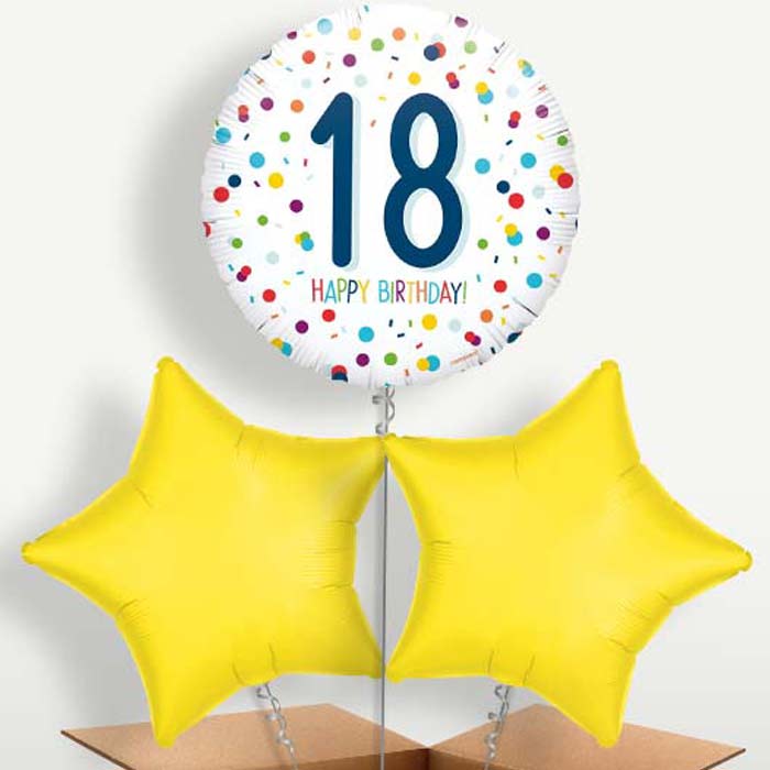 Rainbow Spots 18th Birthday Trio Balloon Bunch | Small Indoor Plants