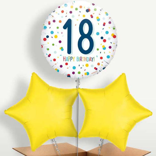 Rainbow Spots 18th Birthday Trio Balloon Bunch | Small Indoor Plants