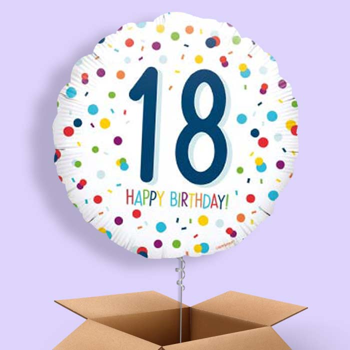 18th Birthday Balloons Delivered in a Box - Rainbow