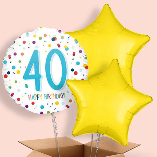 40th Birthday Balloons Delivered in a Box - Rainbow - 3 Balloon | Small Indoor Plants
