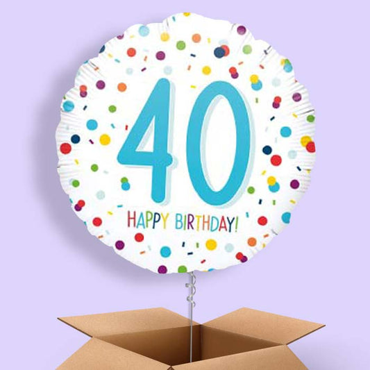 40th Birthday Balloons Delivered in a Box - Rainbow