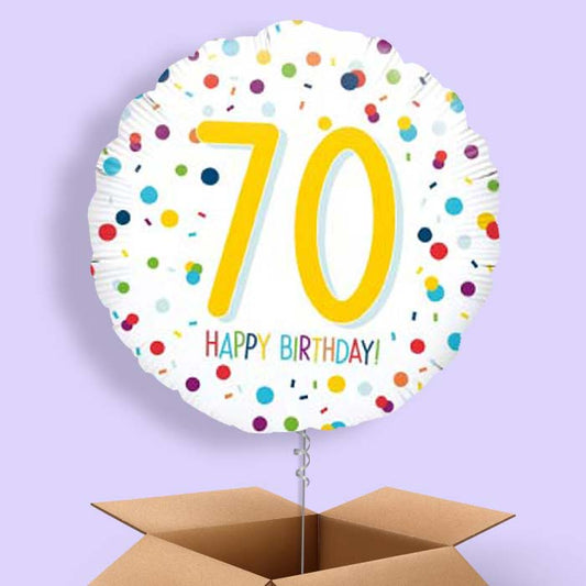 70th Birthday Balloon in a Box - Rainbow