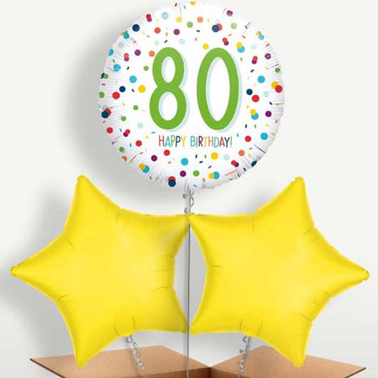 80th Birthday White Confetti Bunch of Balloons | Small Indoor Plants