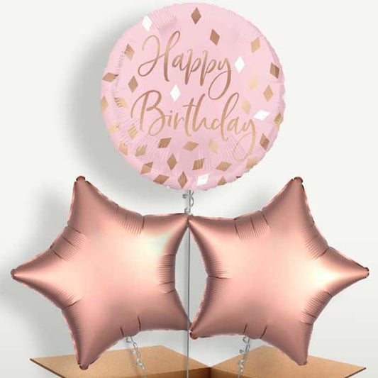 Blush Birthday Bunch of Balloons inflated with Helium | Small Indoor Plants