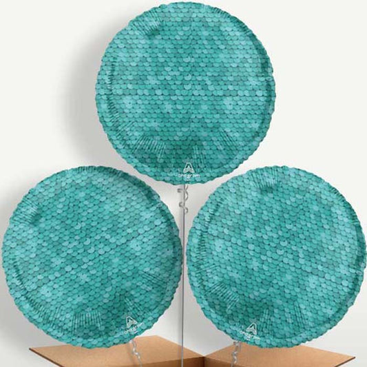 Ocean Blue Sequins Balloon Bunch inflated with Helium | Small Indoor Plants