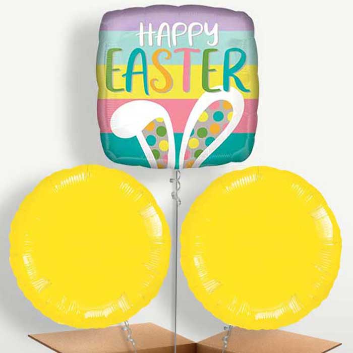 Happy Easter Bunny Ears Balloon Bunch inflated with Helium | Small Indoor Plants