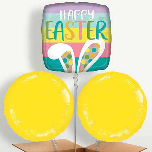 Happy Easter Bunny Ears Balloon Bunch inflated with Helium | Small Indoor Plants