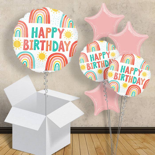 Boho Birthday Balloons in a Box - 1 Balloon | Small Indoor Plants
