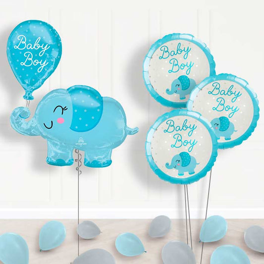 Giant Baby Boy Blue Elephant Shaped Balloon Bouquet Delivery